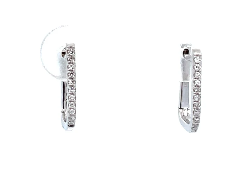 Tiny triangle earrings-14 Karat White Gold/ Rhodium Plated Diamond Hoop Earrings