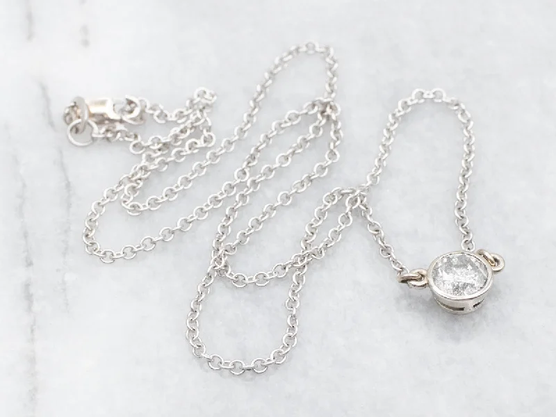 Thick bib necklaces-Sleek Diamond Solitaire Pendant Necklace