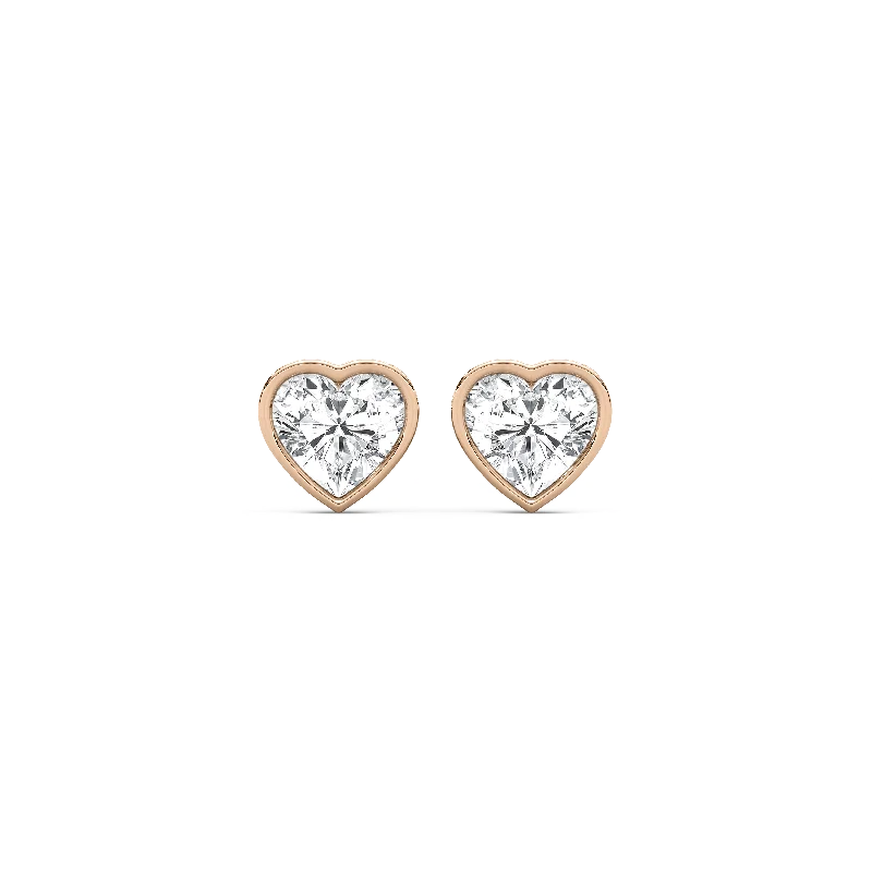 Lustrous druzy earrings-Heart Fancy Shape Bezel Stud Earring