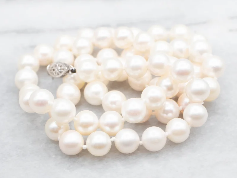 Overhand knot necklaces-Saltwater Pearl Necklace