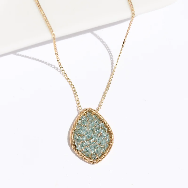 Oval gem necklaces-Aqua Mosaic Necklace