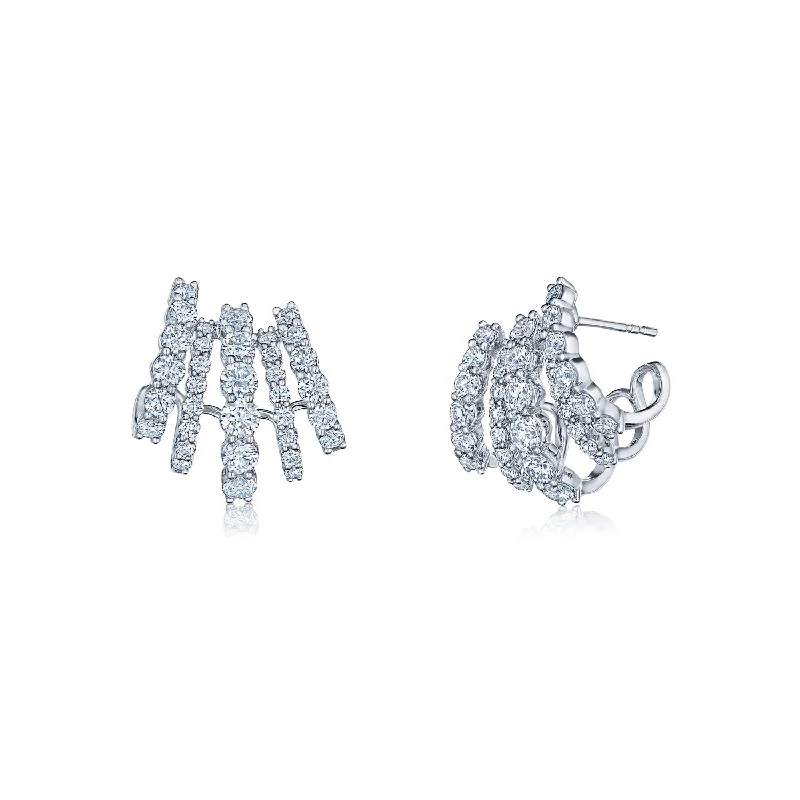 Tribal coin earrings-Five-Row Diamond Cuff Earrings