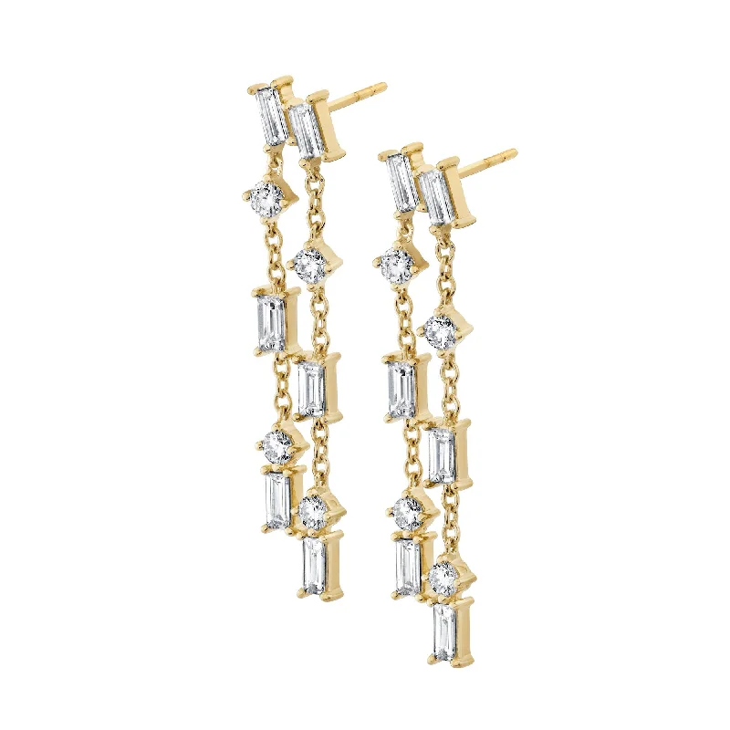 Retro jazz earrings-Montage Baguette Chandelier Earrings