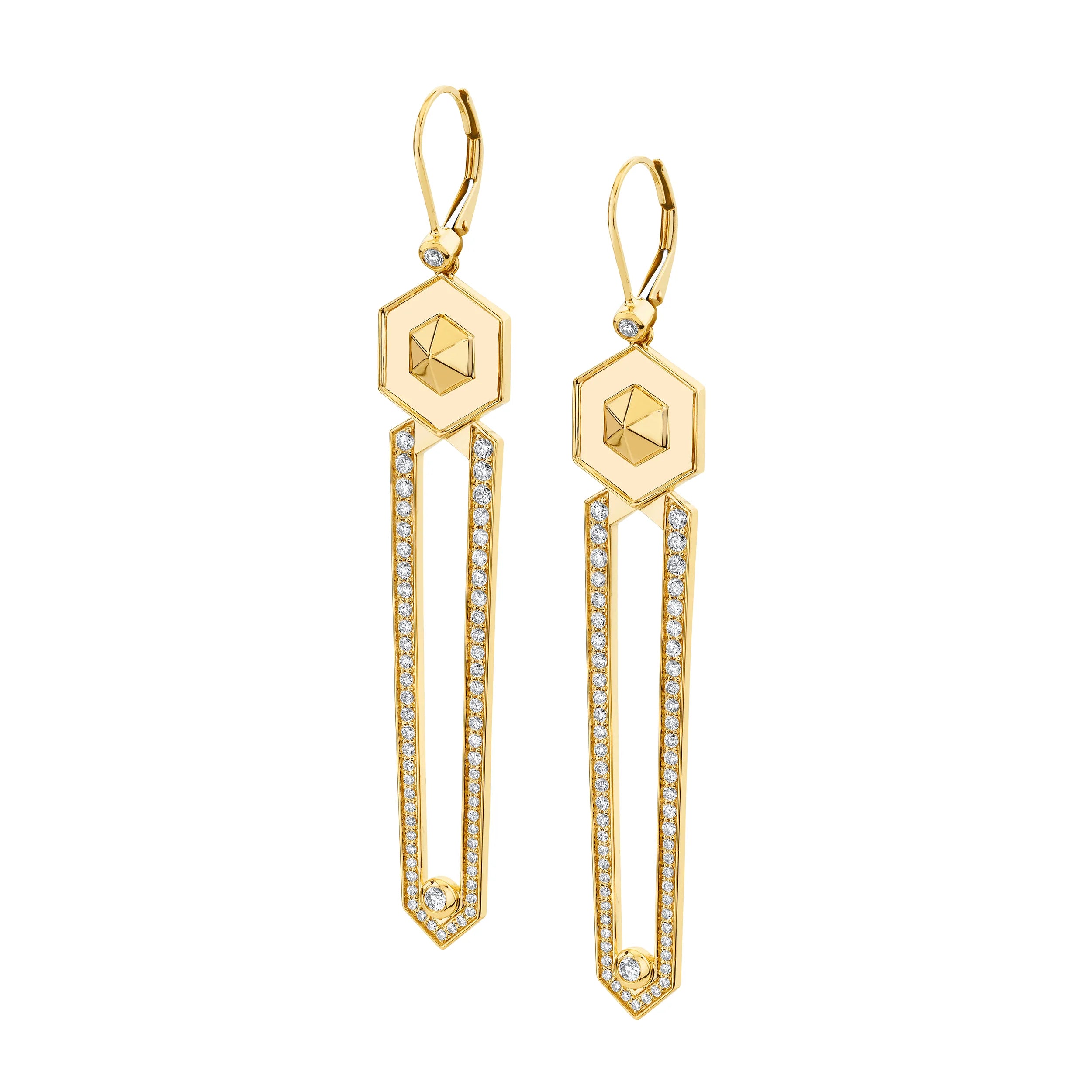 Stream shape earrings-Hex Dagger Earrings