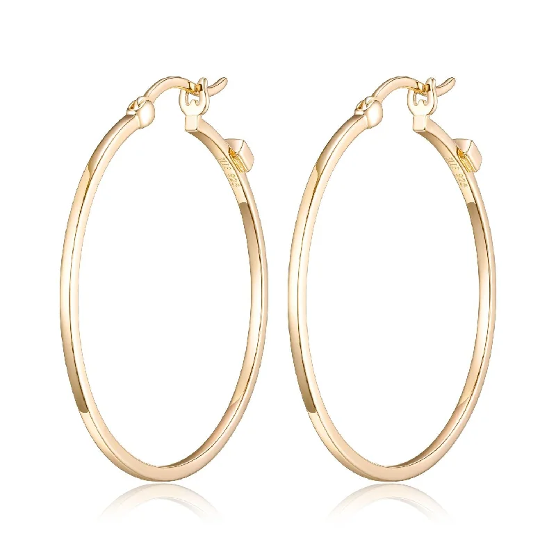 Modern cuff earrings-Medium Thin Hoop Earrings