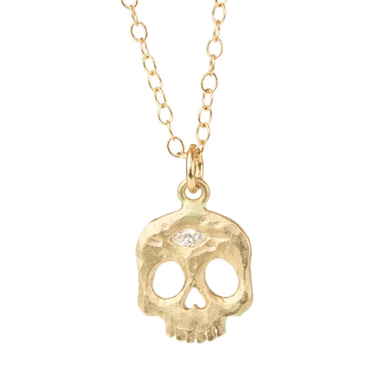 Cotton thread necklaces-Third Eye Diamond Skull Necklace