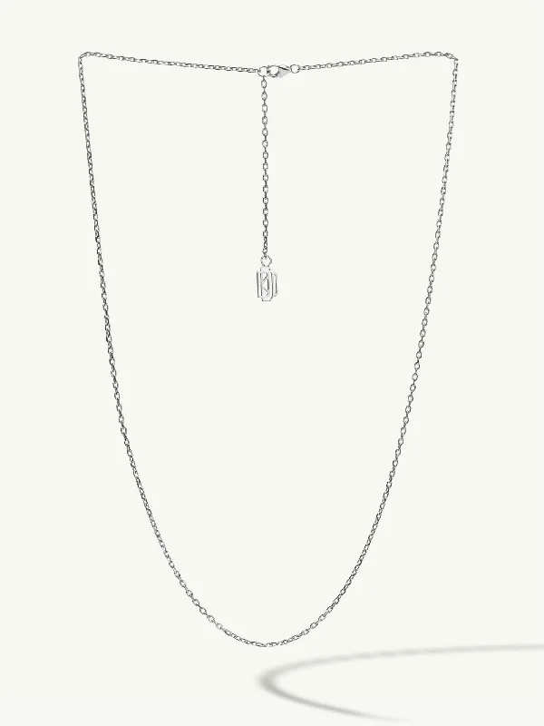 South Sea pearl necklaces-Diamond Cut Cable Chain Necklace In 18K White Gold, 1.5mm