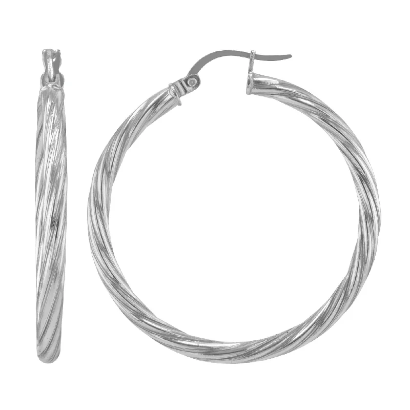 Stone-woven earrings-Sterling Silver Hoop Earrings