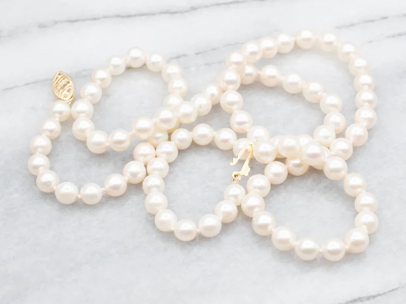 Lustrous gold necklaces-Yellow Gold Saltwater Pearl Strand Necklace