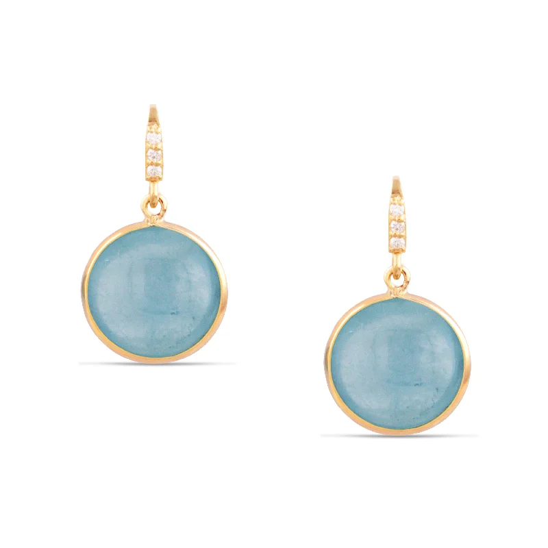 Twist loop earrings-Gemstone & Diamond Earring In 18K Yellow Gold