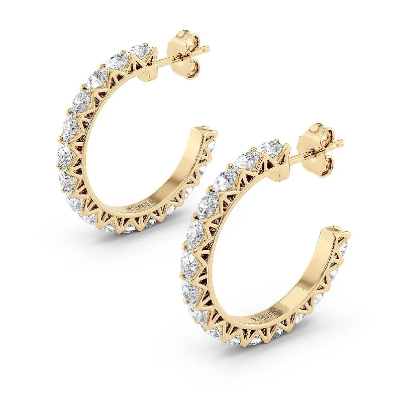 Chiseled disc earrings-Meksian Diamond Hoop Earrings