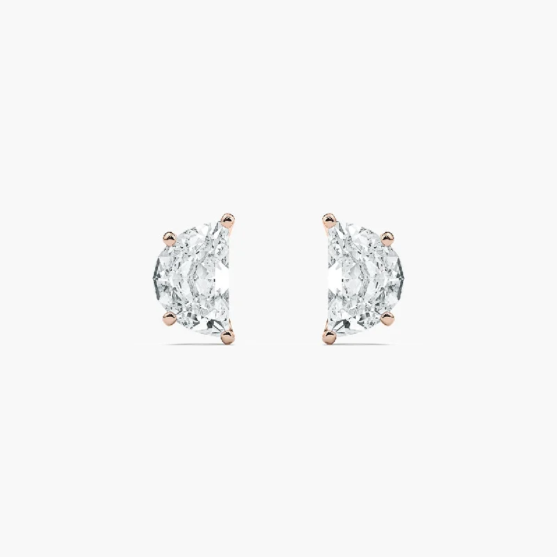 Tiny star earrings-Half Moon Lab Grown Diamond Stud Earrings