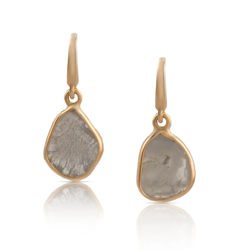 Thin threader earrings-Diamond Slice Earring In 18K Yellow Gold