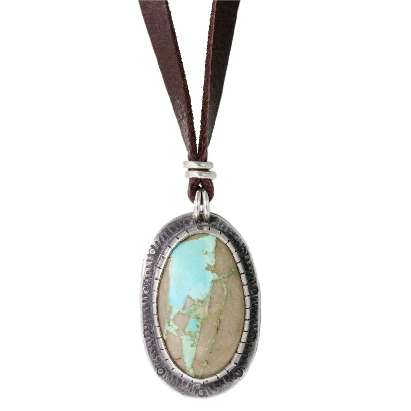 Chunky link necklaces-Royston Turquoise Leather Necklace