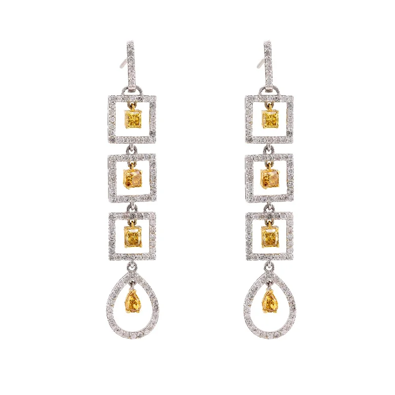 Twist loop earrings-Modern 4.8 Carat Total Weight Fancy Color Diamond Dangle Earrings