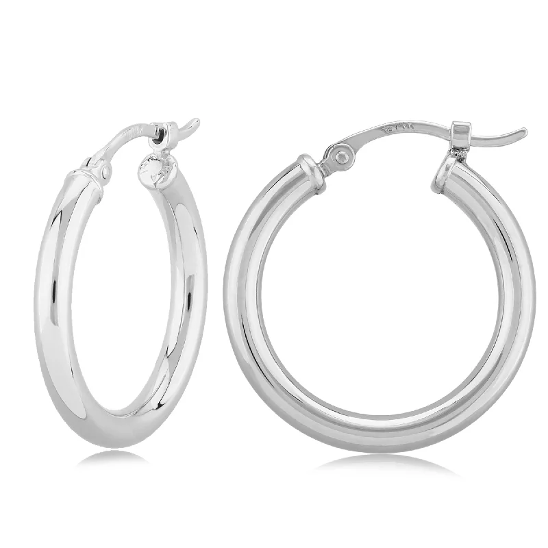 Thick hoop earrings-14 Karat White Earrings