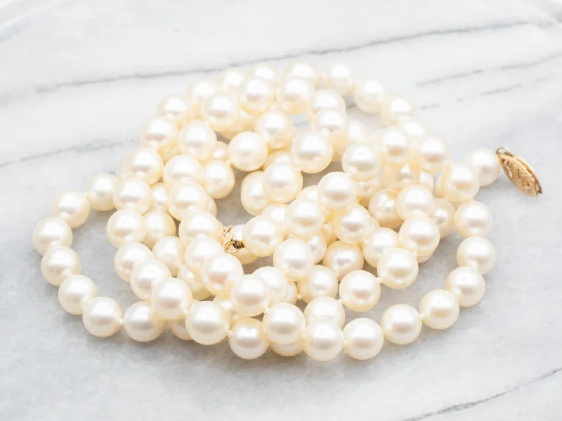 Soft beaded necklaces-Long Saltwater Pearl Beaded Necklace