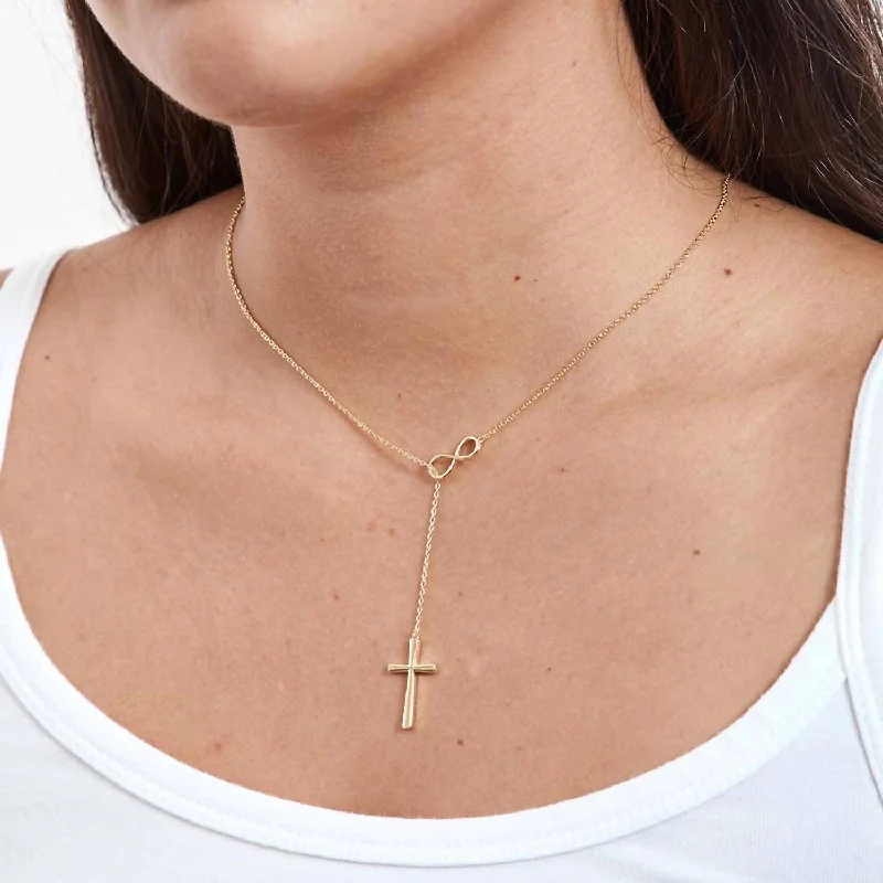 Root design necklaces-Women's First Communion Cross Necklace In Gold