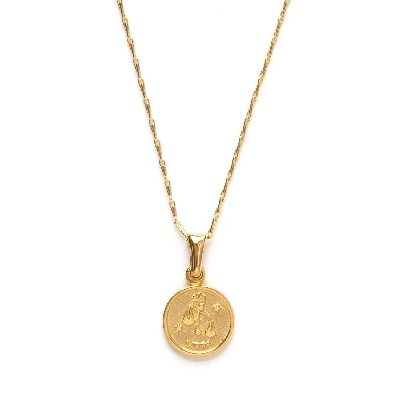 Nebula sign necklaces-Women's Zodiac Medallion Charm Necklace In Libra