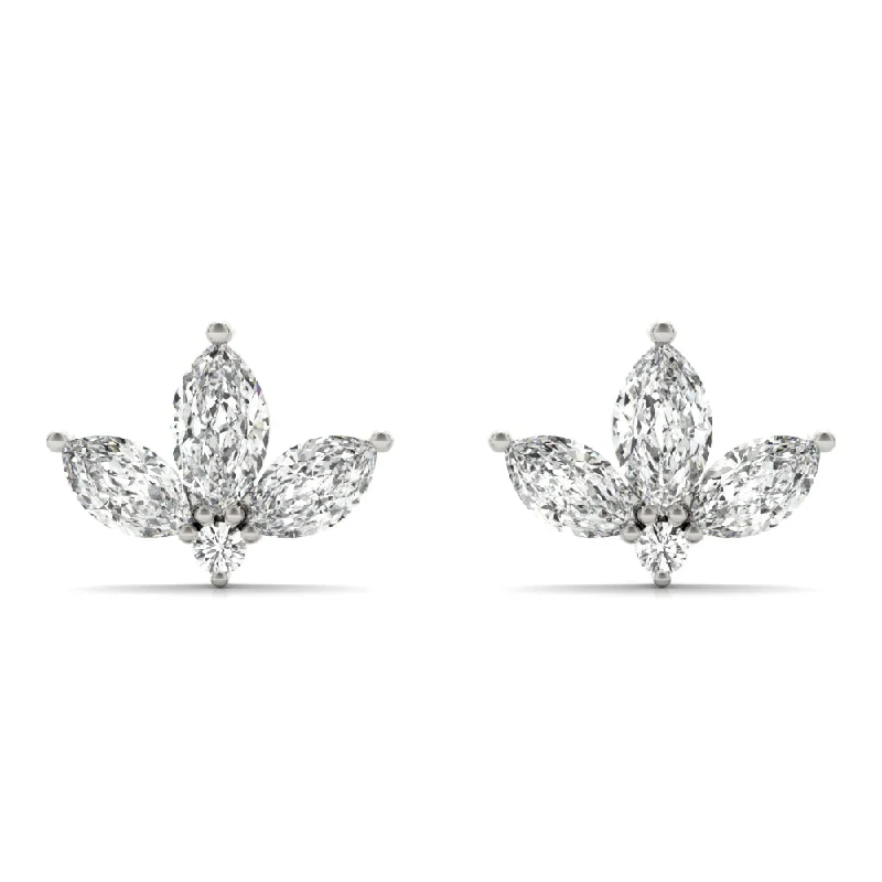 Lustrous silver earrings-14K Marquise Diamond Earring