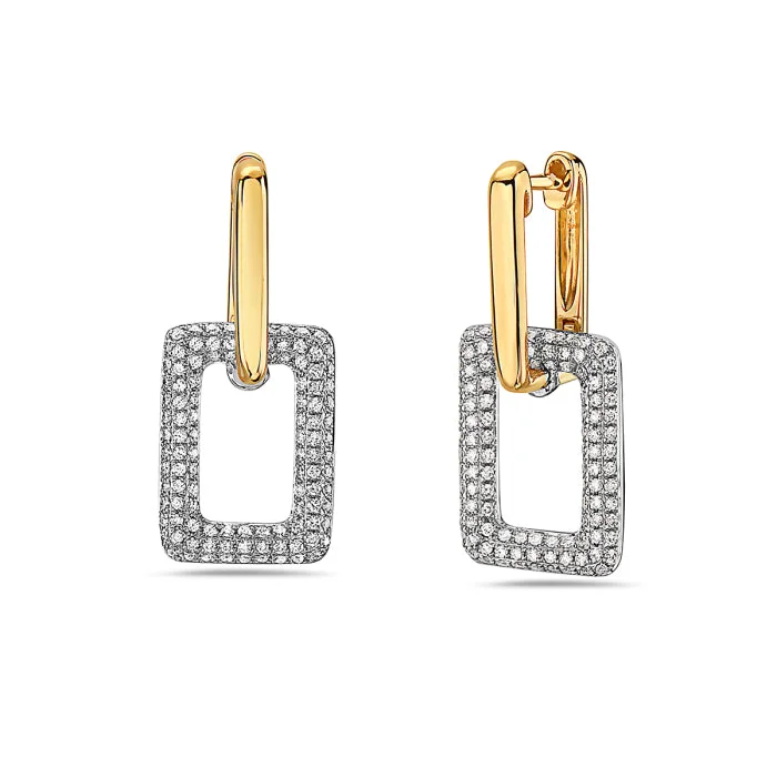 Stone-woven earrings-2-Tone Diamond Drop Earrings