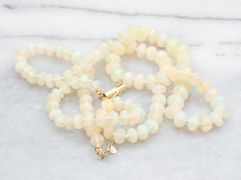 Aged style necklaces-Faceted Ethiopian Opal Strand Necklace