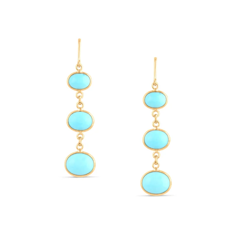 Thin hoop earrings-Gemstone Oval Earring In 18K Yellow Gold