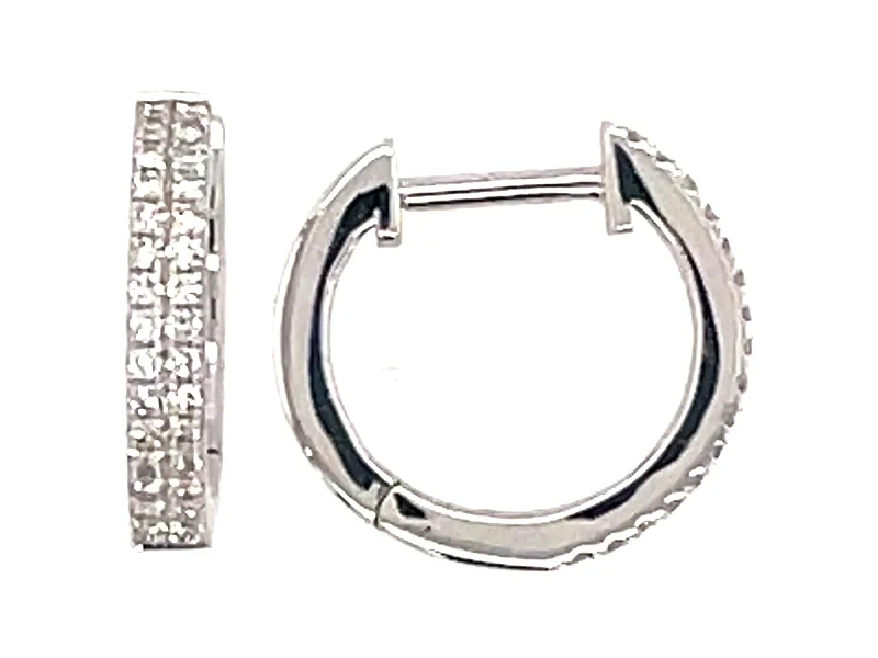 Retro jazz earrings-Diamond 2-Row Huggy Earrings