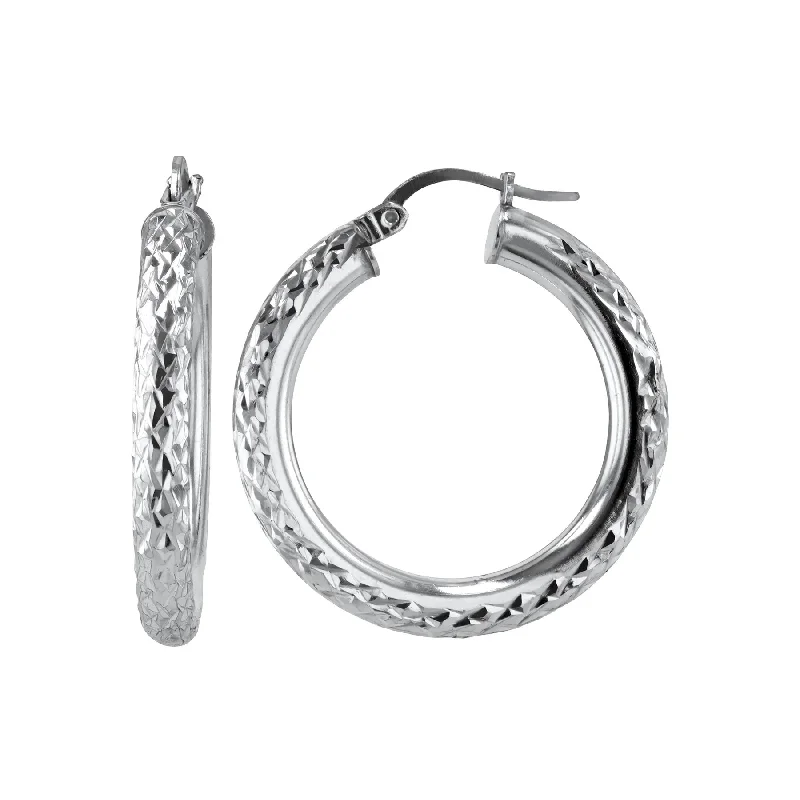 Blessed cross earrings-Sterling Silver Hoop Earrings