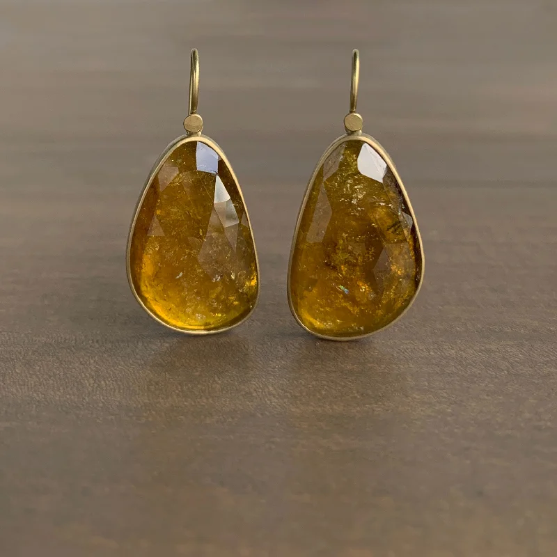 Wanderer feather earrings-Honey Gold Tourmaline Earrings