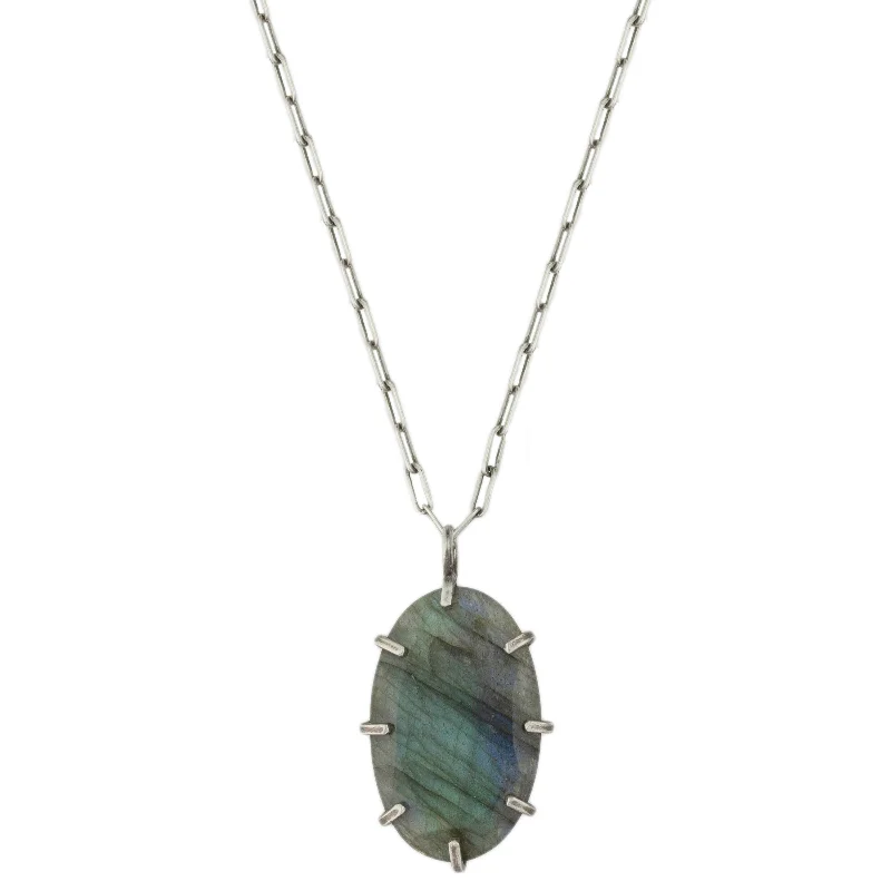 Beryl stone necklaces-Labradorite Pronged Necklace