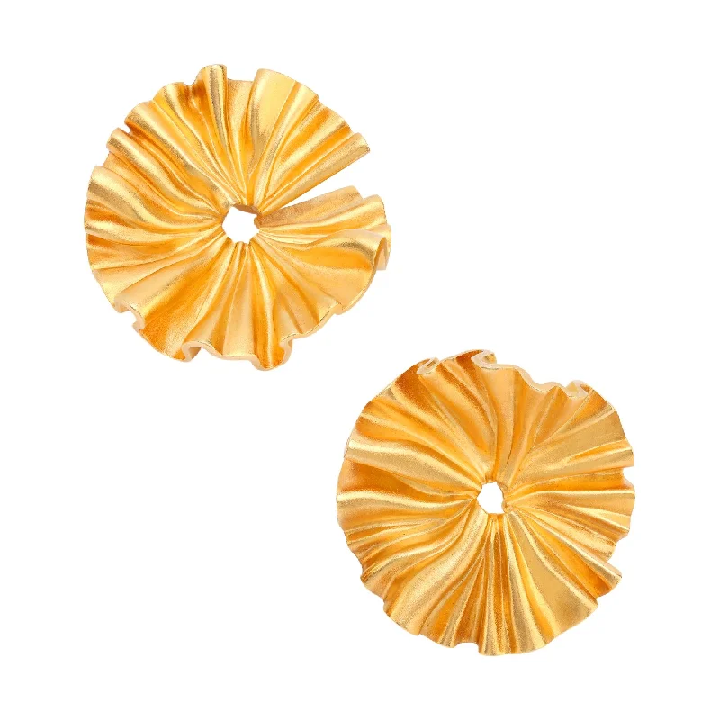 Aged flair earrings-JAR Paris aluminum and 18k yellow gold "Col Plissé" earrings