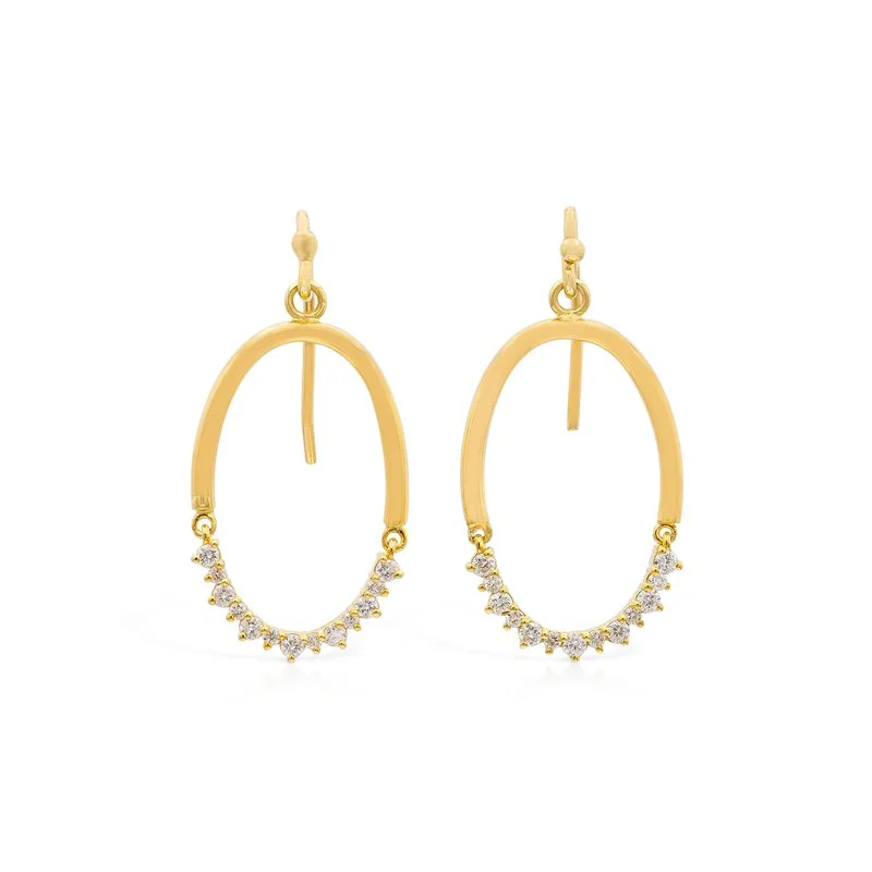 Stream design earrings-Easy Gold & Diamond Drop Earrings