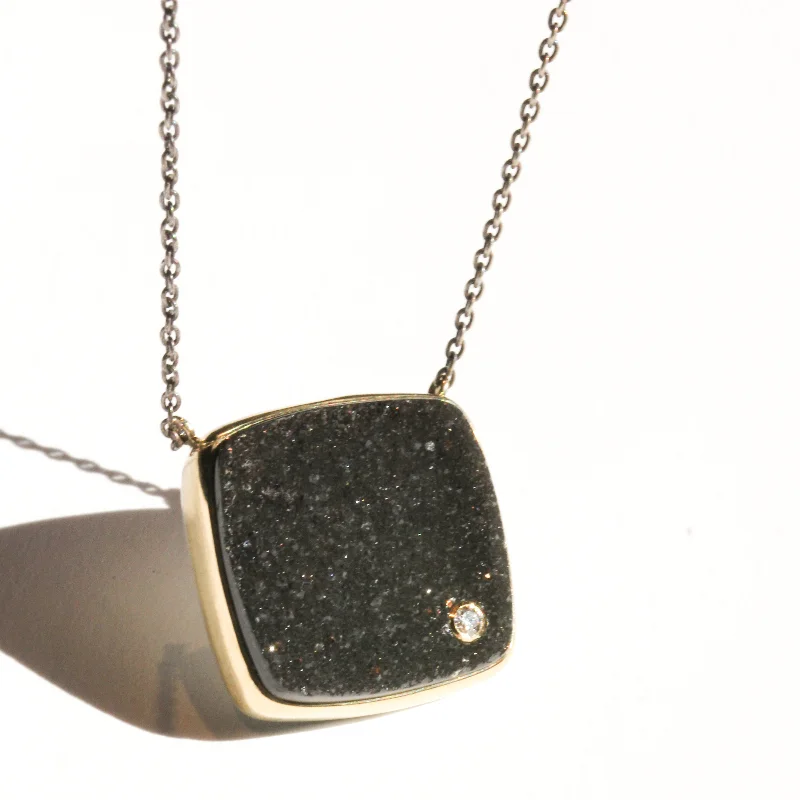 Lustrous druzy necklaces-Black Drusy Necklace