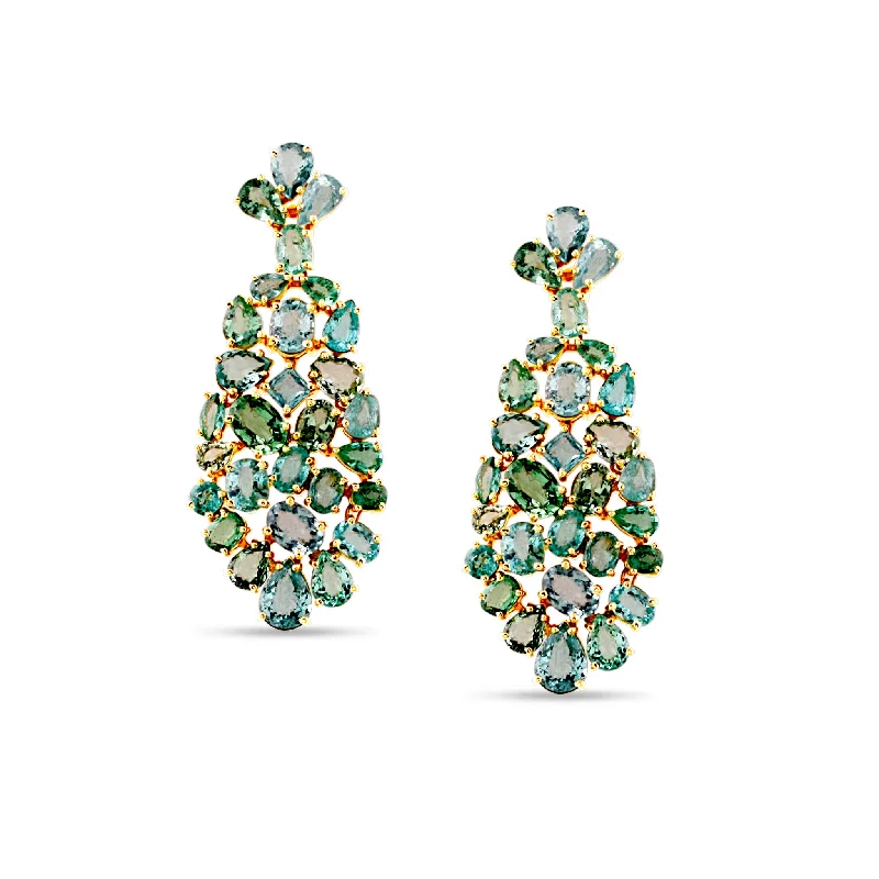 Oval stud earrings-Paraiba Tourmaline Earrings In 18K Yellow Gold