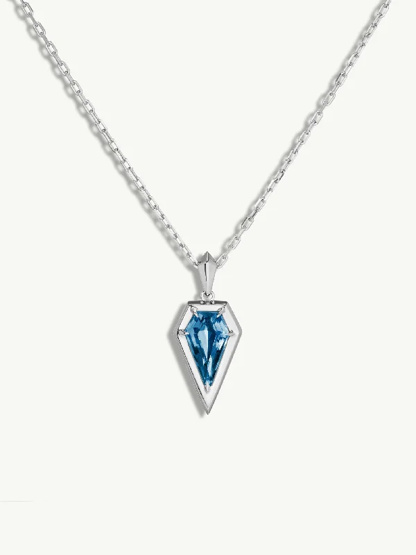 Iolite drop necklaces-Aphrodite Amulet Pendant Necklace With Blue Topaz In 18K White Gold