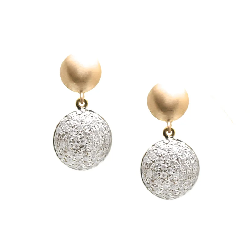 Bold hoop earrings-Lente 2 Tier Earring With Pave Diamond In 18K Yellow Gold