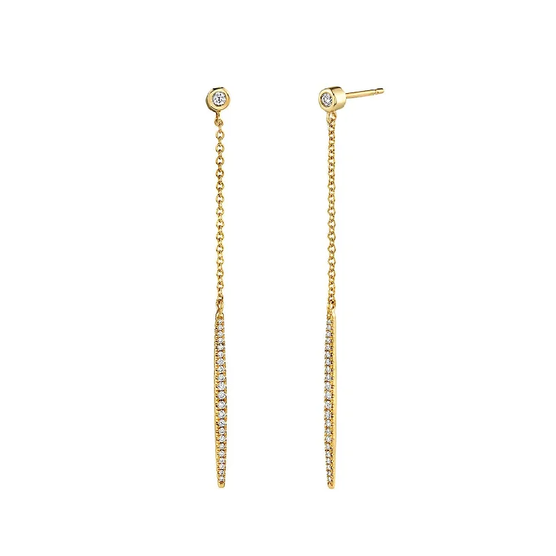 Wanderer feather earrings-Diamond Stud Linear Earrings