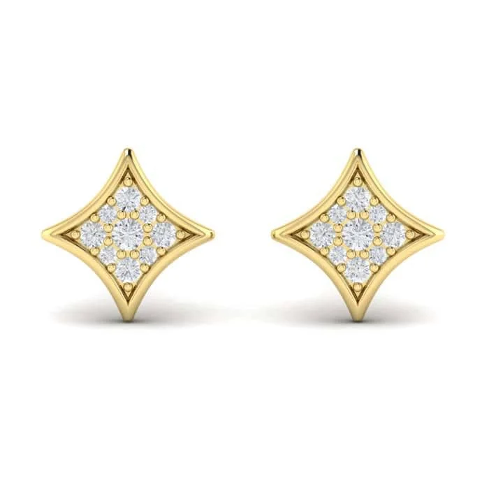 Retro clip earrings-Vlora Diamond "Estrella Collection" Stud Earrings in 14K Yellow Gold