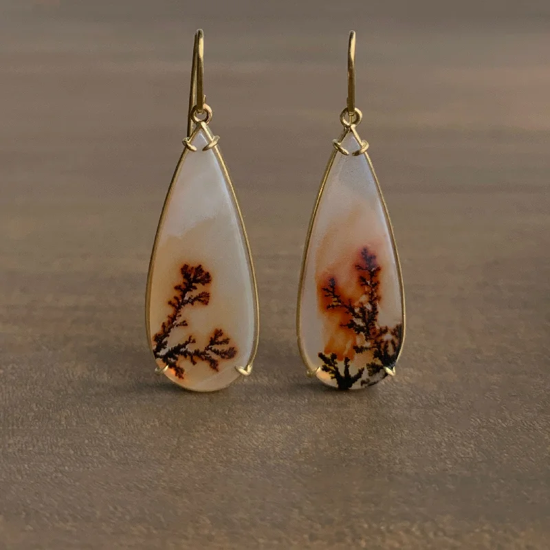 Chiseled disc earrings-Dendritic Agate Earrings