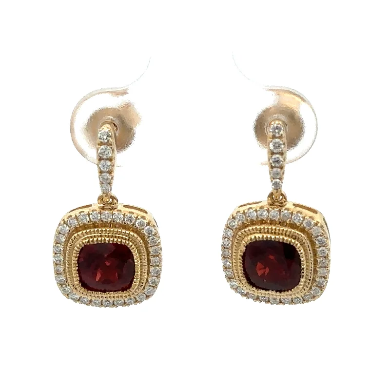 Heavy ring earrings-Garnet & Diamond Dangle Earrings