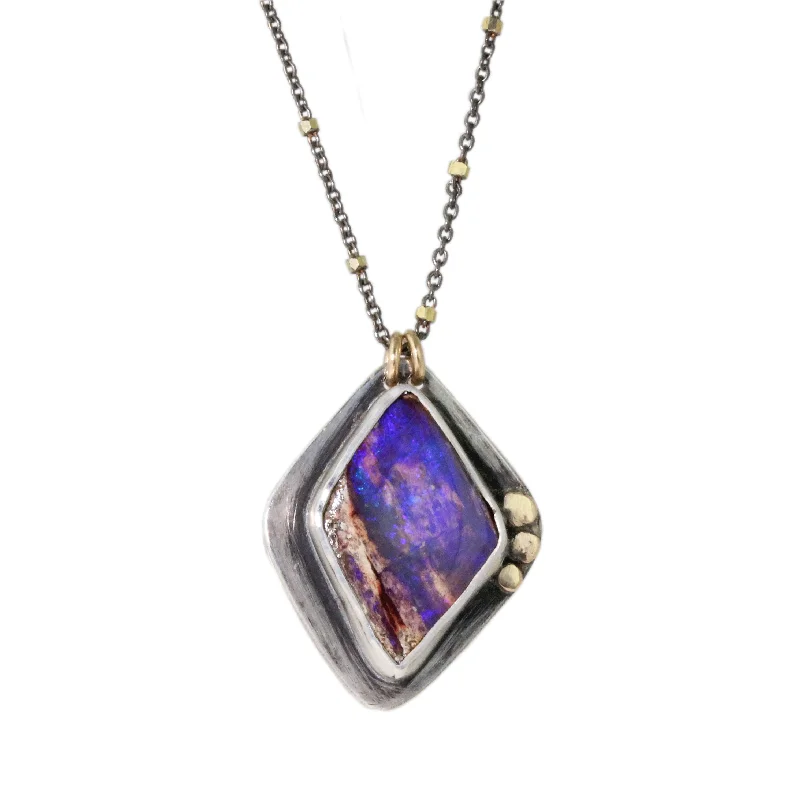 Tapered pendant necklaces-Purple Boulder Opal Necklace