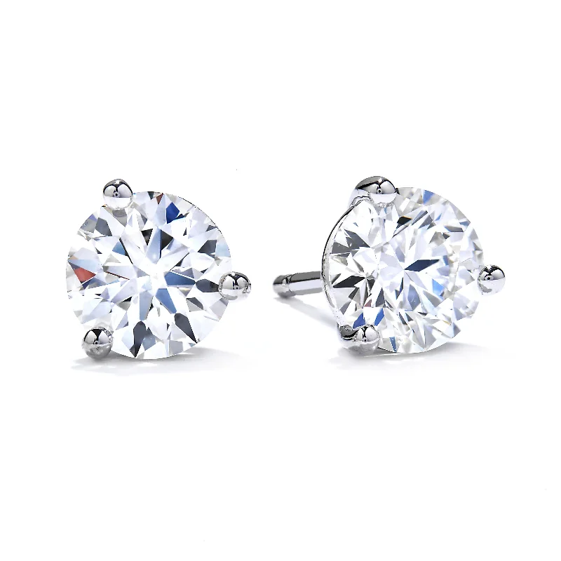 Seven-tier earrings-Mountz Collection .47-.55TW Round Diamond 3 Prong Stud Earrings in 14K White Gold