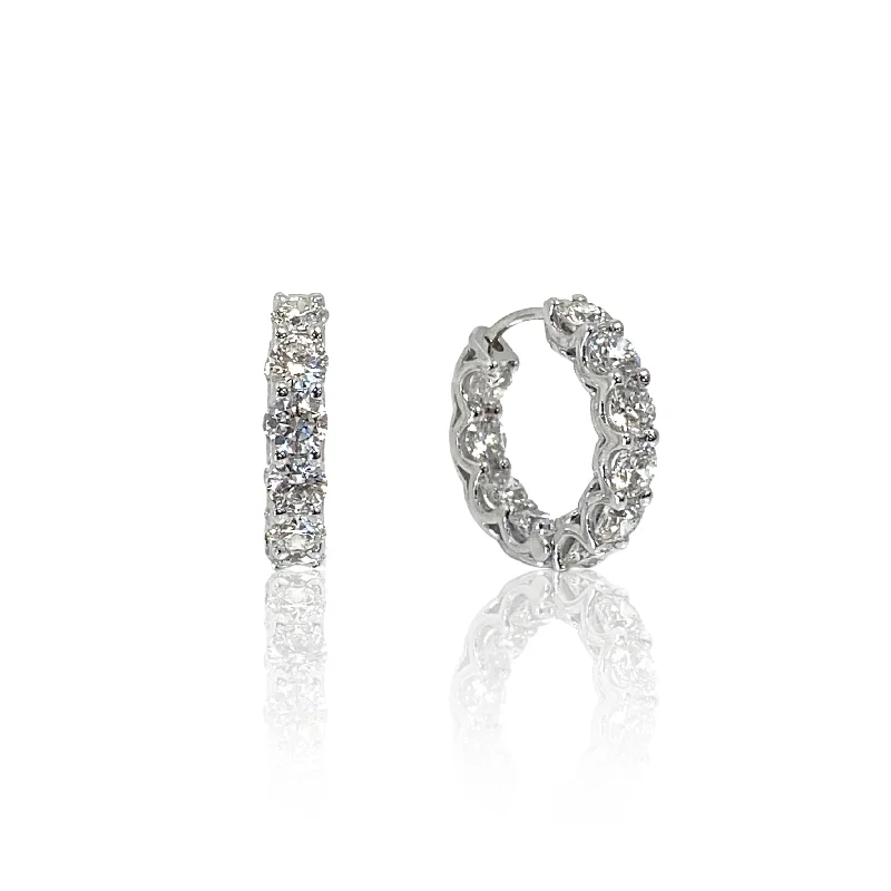 Clear star earrings-White Gold and Diamond Hoop Earrings