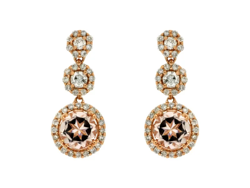 Light hoop earrings-Morganite & Diamond Dangle Earrings