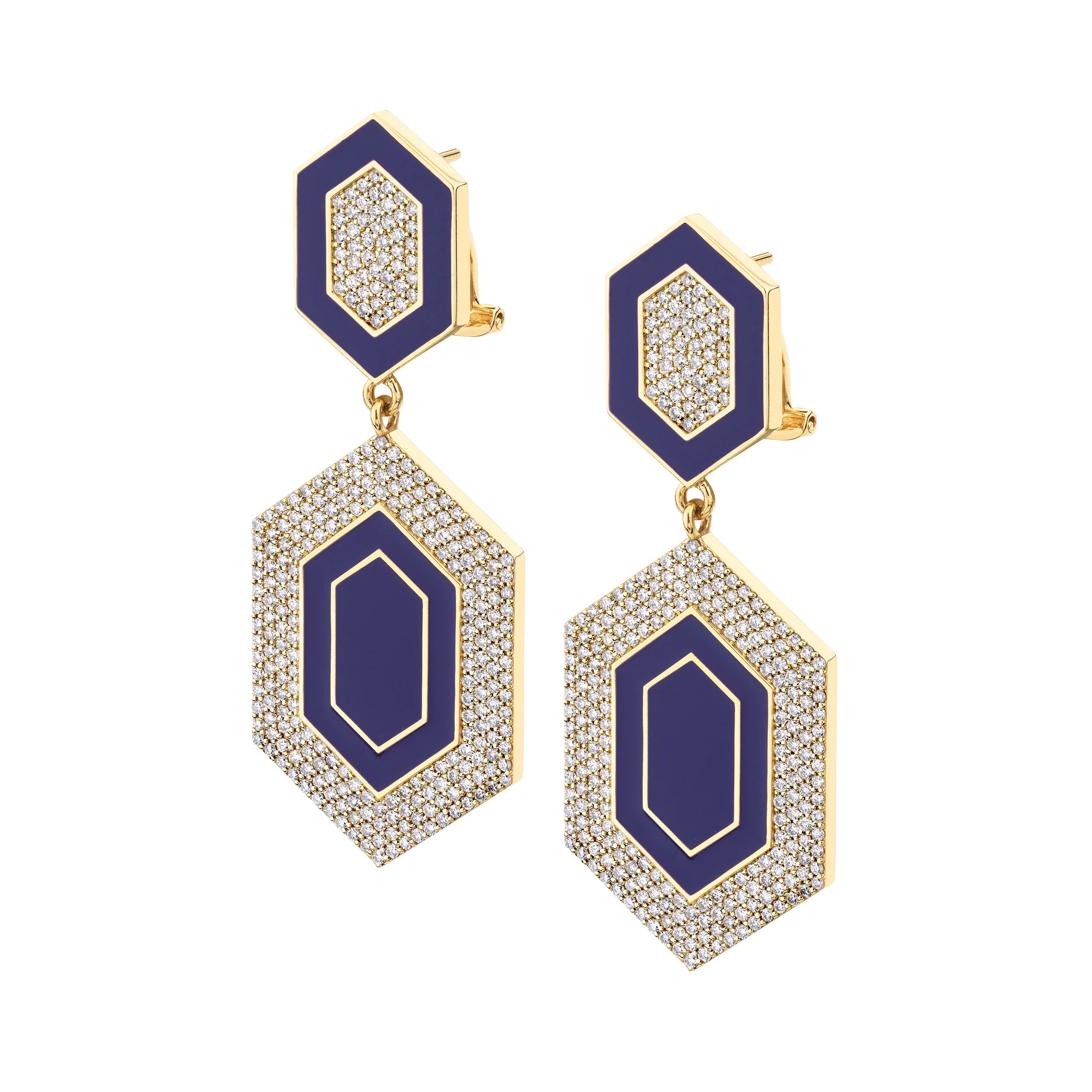 Root hoop earrings-Chroma Pavé Hexagon Cocktail Earrings