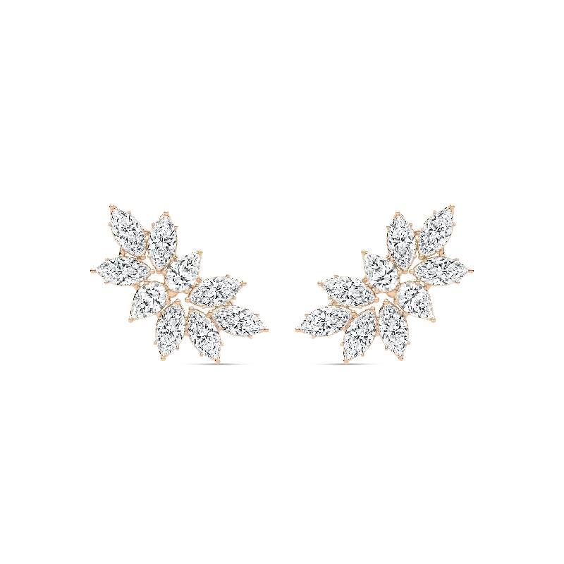 Aged flair earrings-Marquise Cluster Leaf Stud Earrings