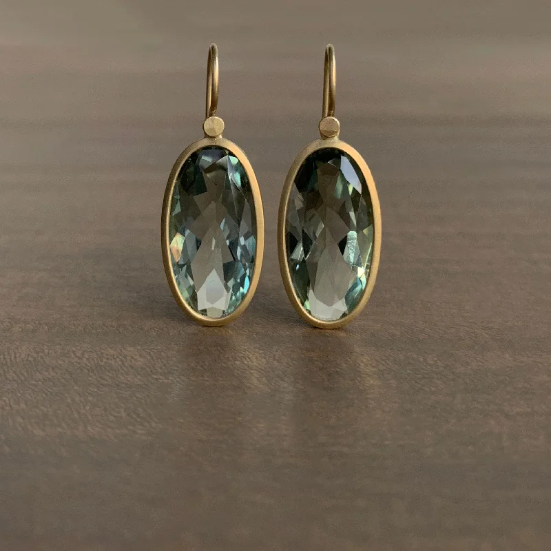 Heliodor earrings-Prasiolite Elongated Oval Earrings