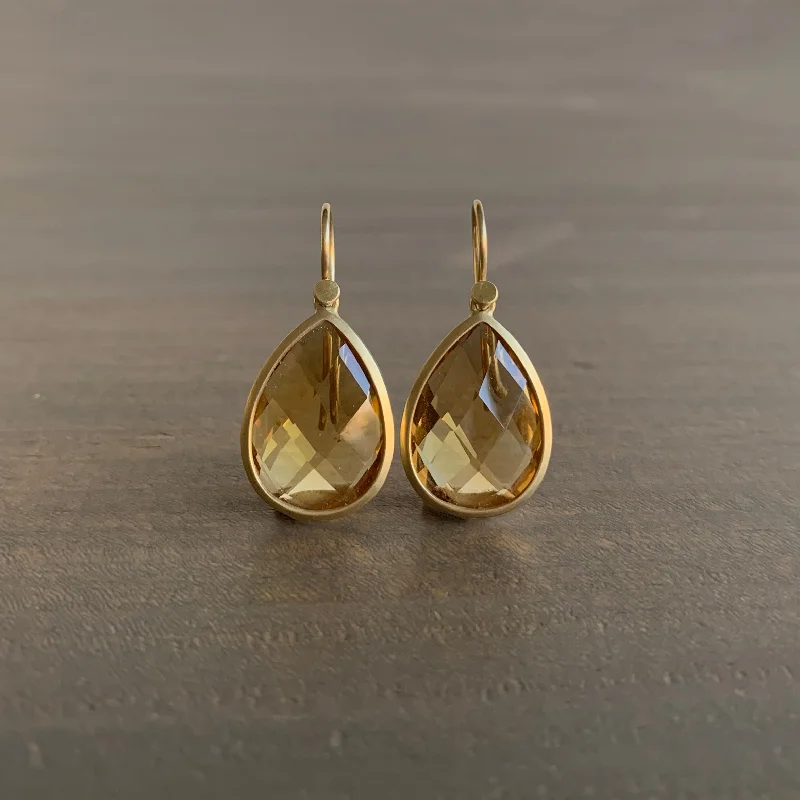 Heliodor earrings-Citrine Drop Earrings