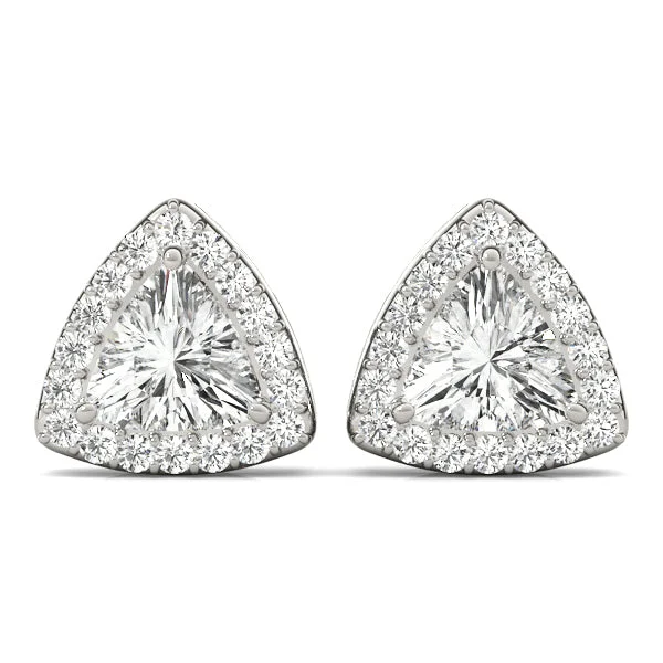 Fine dot earrings-14k Gold Triangular Bezel Set Diamond Earring